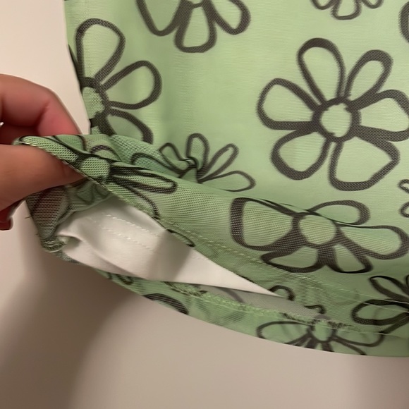 Light Green Retro Flower Mini Skirt Shein - Picture 3 of 5